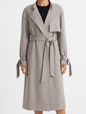 NWT RACHEL ROY Long Gray Mist Luxe Crepe Trench Coat XL